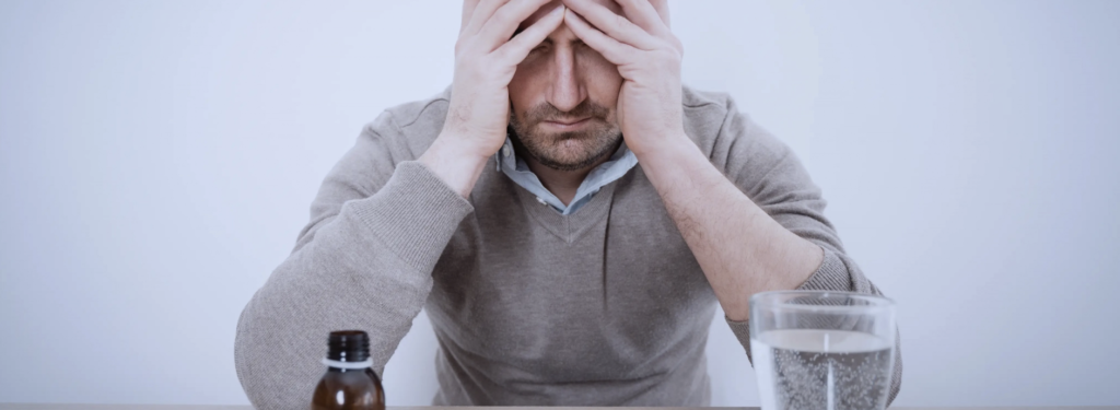 Man suffering from methadone withdrawal symptoms.